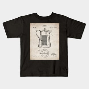 Coffee Percolator Patent - Coffee Shop Art - Antique Kids T-Shirt